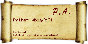 Priher Abigél névjegykártya